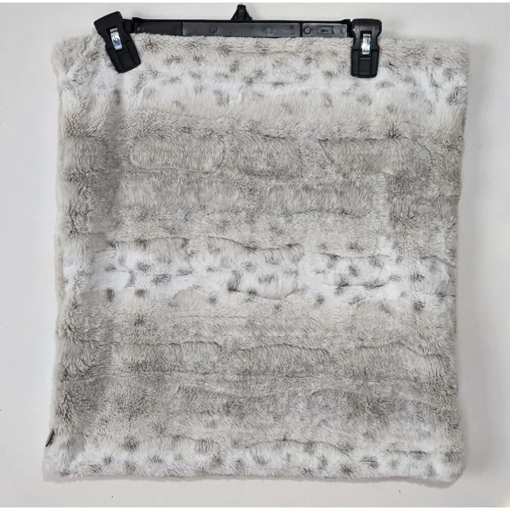 PIER 1 Faux Fur Snow Leopard Decorative Throw Pillow Zip Cover 17X17 Gray Brown